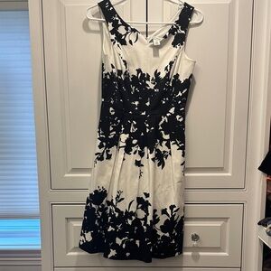 White House Black Market Black and White Floral Midi Dress